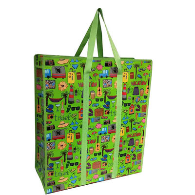 Laminated Non Woven Pp Grocery Shopping Bag Zip Bags Long Handle Herbruikbare Tote Bags