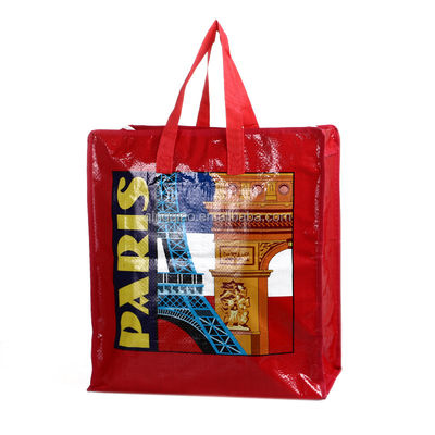 Londen Parijs Design Pp Woven Shopping Bag Building Design Woven Polypropyleen Tassen Met Handvaten