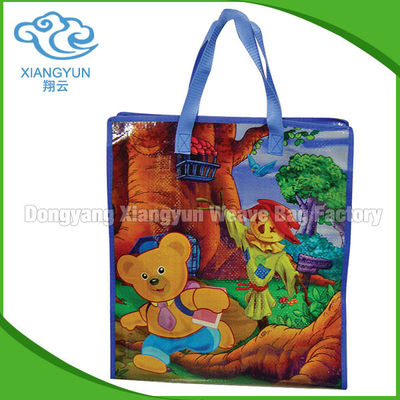 Gravure Printing Pp Woven Small Laminated Tote Bags Handled Woven Shopper Bag