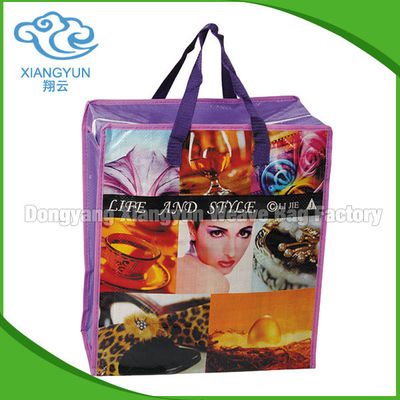 Gravure Printing Pp Woven Small Laminated Tote Bags Handled Woven Shopper Bag