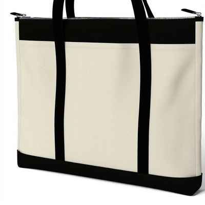 Custom Logo Printed Zippered Canvas Tote Bag Met PP Lining Voor Gepersonaliseerde Winkelen